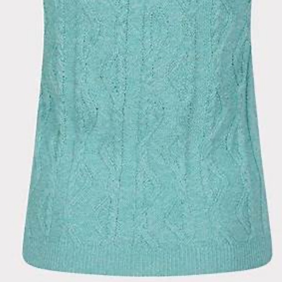 ESQUALO AQUA METALLIC CABLE KNIT TOP LOTS OF SHINE AND STRETCH SIZE S - Picture 4 of 11